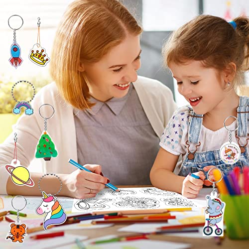 Natonhi 190Pcs Shrinky Dink Sheets Kit with 24pcs Shrink Art Paper and 6pcs Shrink Art Paper with Pattern 160 Keychains Accessories for Keychains DIY Shrinky Dink Sheets Creative Craft