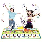 *BILDUNGSSPIELZEUG - Die Pianomatte für Kinder kann nicht nur das musikalische Interesse Ihres Kindes fördern und die Hand-Fuß-Koordinationsfähigkeiten verbessern, sondern auch Kindern helfen, Farben, Tiere und Zahlen zu identifizieren. Kinder können auf dieser Klaviermatte kriechen, springen, treten und tanzen, was für eine gute körperliche Aktivität sorgt.