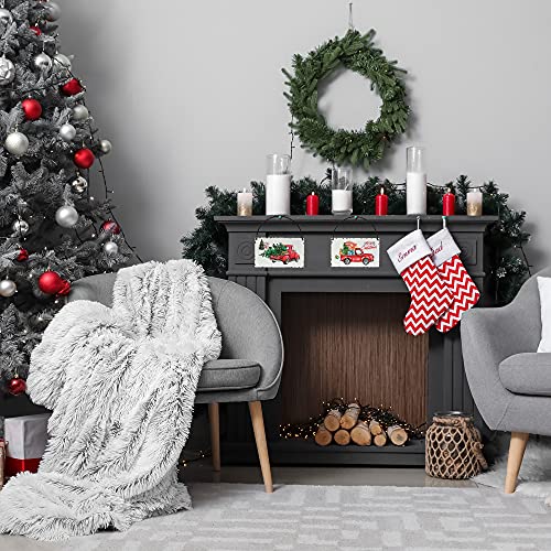 Rustic Red Truck Christmas Ornaments Set Of 6,Farmhouse Enamel Hanging Signs For Christmas Tree Decorations Home Holiday Decor #TOP5