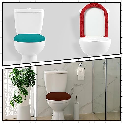Preboun 4 Pcs Toilet Lid Cover Toilet Seat Cover with Elastic Edges, Standard Toilet Lid Cover Soft Bathroom Covers, Machine Washable Seat Covers Universal for Most Toilet Bowl Lids (Vibrant Colors)