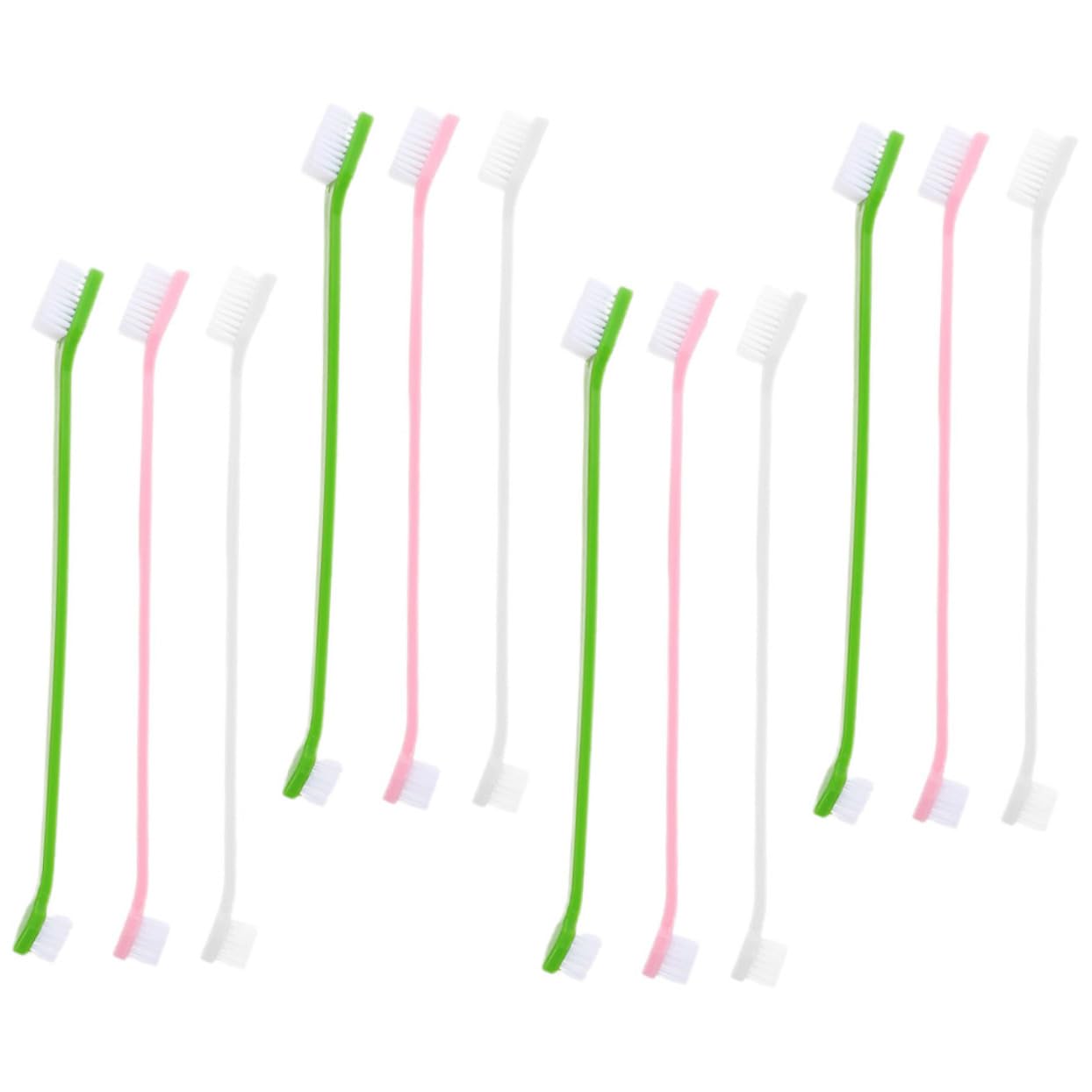 GRIRIW 12pcs Dog Toothbrushes Two Sided Pet Toothbrush Large Breed Toothpaste Kit
