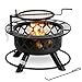 BALI OUTDOORS Wood Burning Fire Pit Backyard with Cooking Grill, 32in, Black, 24in