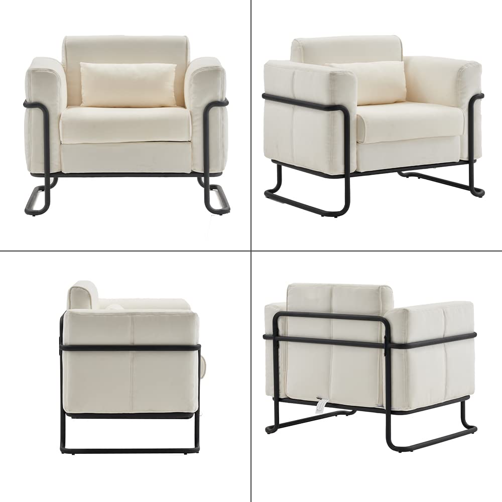 Mingone Sessel Wohnzimmer Loungesessel Sofa 1 Sitzer Relaxsessel Polstersessel Gepolsterter Cocktailsessel Schlafzimmer Design Creme