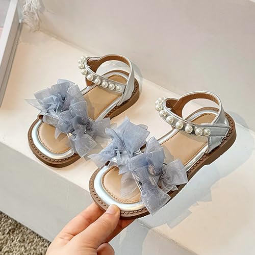 White Dress Sandals For Girls Breathable Open Toe Wedding Flower Sandals With Rubber Sole Summer Bowknot Shoes2