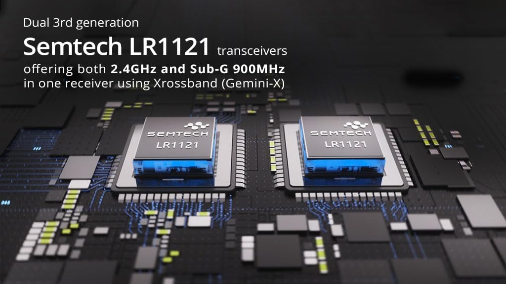 Close-up of Semtech LR1121 transceivers on the XR4 receiver board