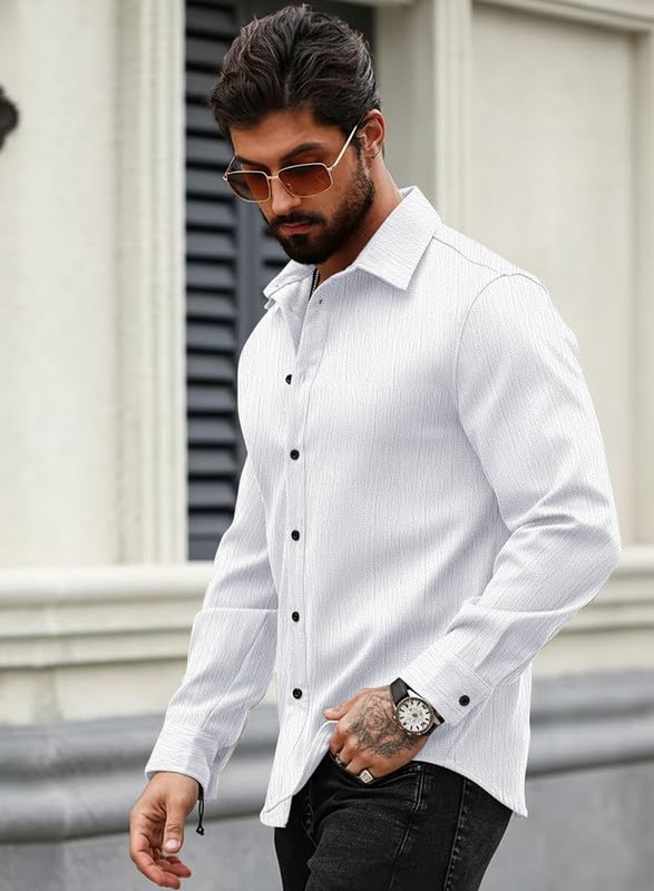 Image of Men Popcorn Shirt Trendy Stylish Casual Look Formal Office Office Party Daily Use Comfortable Fashion Shirt Outfit