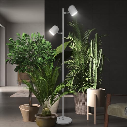 Grow Light for Indoor Plants Dual Adjustable Lamp Heads Full Spectrum Red Enhanced Wide Light Coverage LED Plant Light Floor 5.15ft Standing with Dimming, Cycle Timer for House Plants All St
