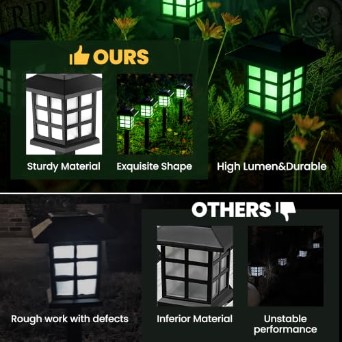 Image of GIGALUMI Halloween Solar Lights Outdoor,12ps Green Halloween Decorations.