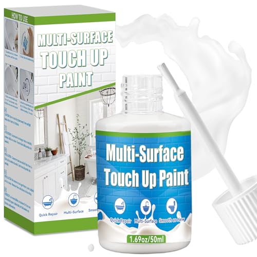 JOYAONE Bianca Réparation pour carrelage, Réparation pour Cuisine et Baignoire, Vernis acrylique à base d'eau pour retouche d'écaillage avec effet peinture (Blanc, 50 ml (Lot de 1))