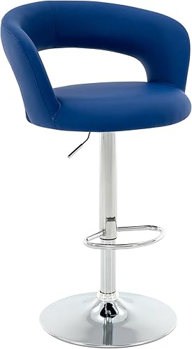 Miniatura 10 de Brage Living Taburete de bar ancho, moderno taburete giratorio ajustable de piel sintética con respaldo hueco y brazos, silla de bar tapizada de