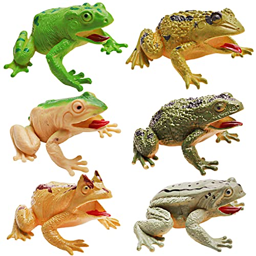 Bbiamsleep 6 Pack Assorted Frog Realistic Frog Plastic Frog Model Gift for Christmas Birthday