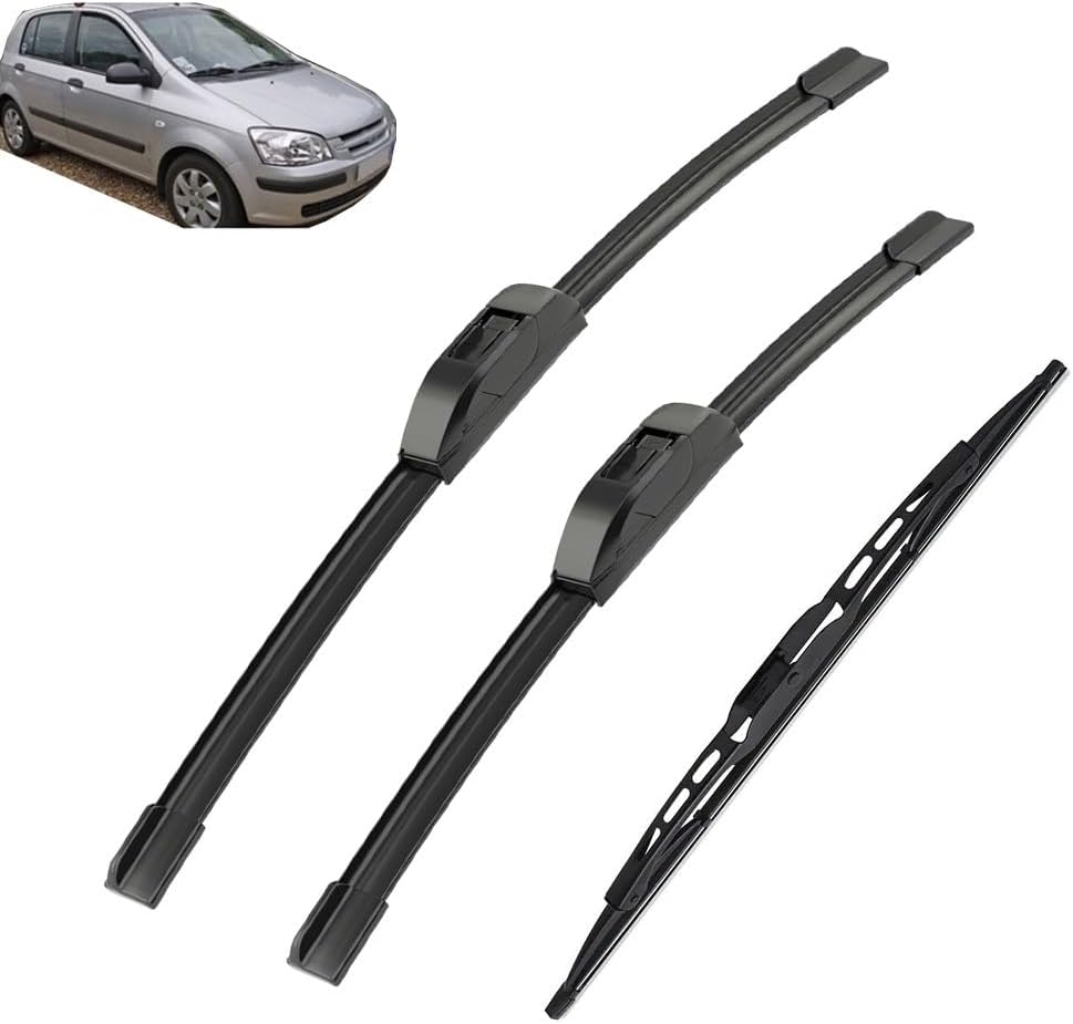 Auto wiper 3PCS Wiper Front & Rear Wiper Blades Set Kit Compatible with Hyundai Getz 2002-2009 Windshield Windscreen Window Brushes 22"+14"+14" - Wiper replacement