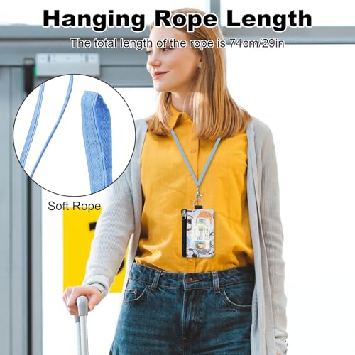 Image of Minimalist RFID Wallet with Lanyard, Multi-functional ID Case with 2 Zipper Pockets and Key Chain for Men and Women, Tactical Badge Pouch Cards Holder, Coin Purse for Travel Sports - Two-Tone