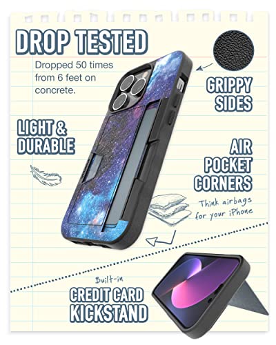 Image of Smartish iPhone 14 Pro Wallet Case - Wallet Slayer Vol. 2 [Slim + Protective] Credit Card Holder w /Kickstand - Drop Tested Hidden Card Slot Compatible w /Apple iPhone 14 Pro - Spaced Out