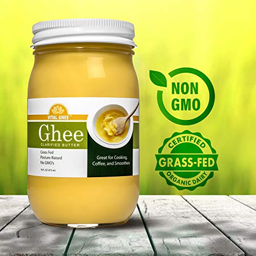 Grass Fed Organic Ghee Clarified Butter From Grass-Fed Cows Paleo Ayurvedic Gluten-Free Non-Gmo - Made In Usa (Glass Jar) #TOP1