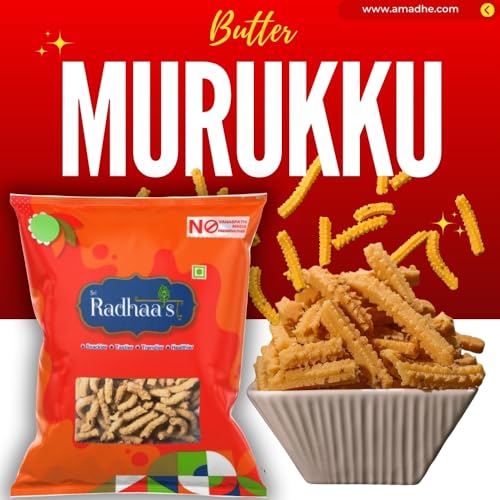 Image of Sri Radhaa's Butter Murukku | Premium and Traditional South Indian Crispy Snack | Crunchy, Buttery & Flavorful Murukku for Tea Time & Parties Each Pack 150 Gram (Pack Of 2)