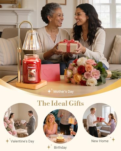 Marycele Candle Warmer Lamp with Timer Dimmer for Yankee Candles Adjustable Height, Birthday Gifts for Women Mom Sister, Wax Candle Lamp Warmer Vintage Farmhouse Home Decor