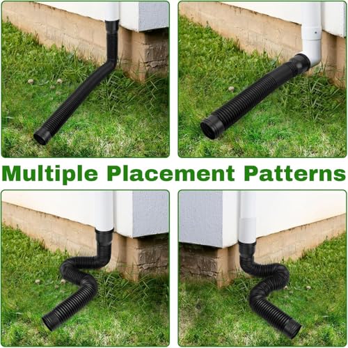 Srliya Rain Gutter Downspout Extension Flexible PE Extendable Drain Away Extender for Outdoor Villa Round (Black) - Image 2