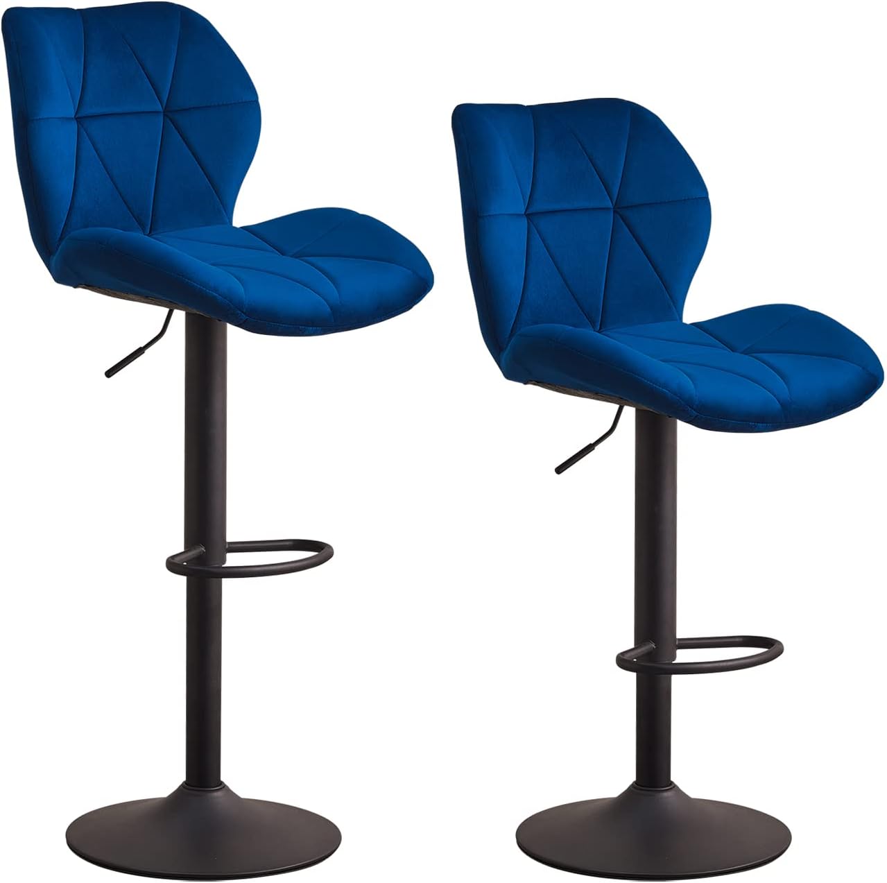 OFCASA Set of 2 Bar Stools Velvet Fabric Breakfast Kitchen Bar Chairs Upholstered Seat Height