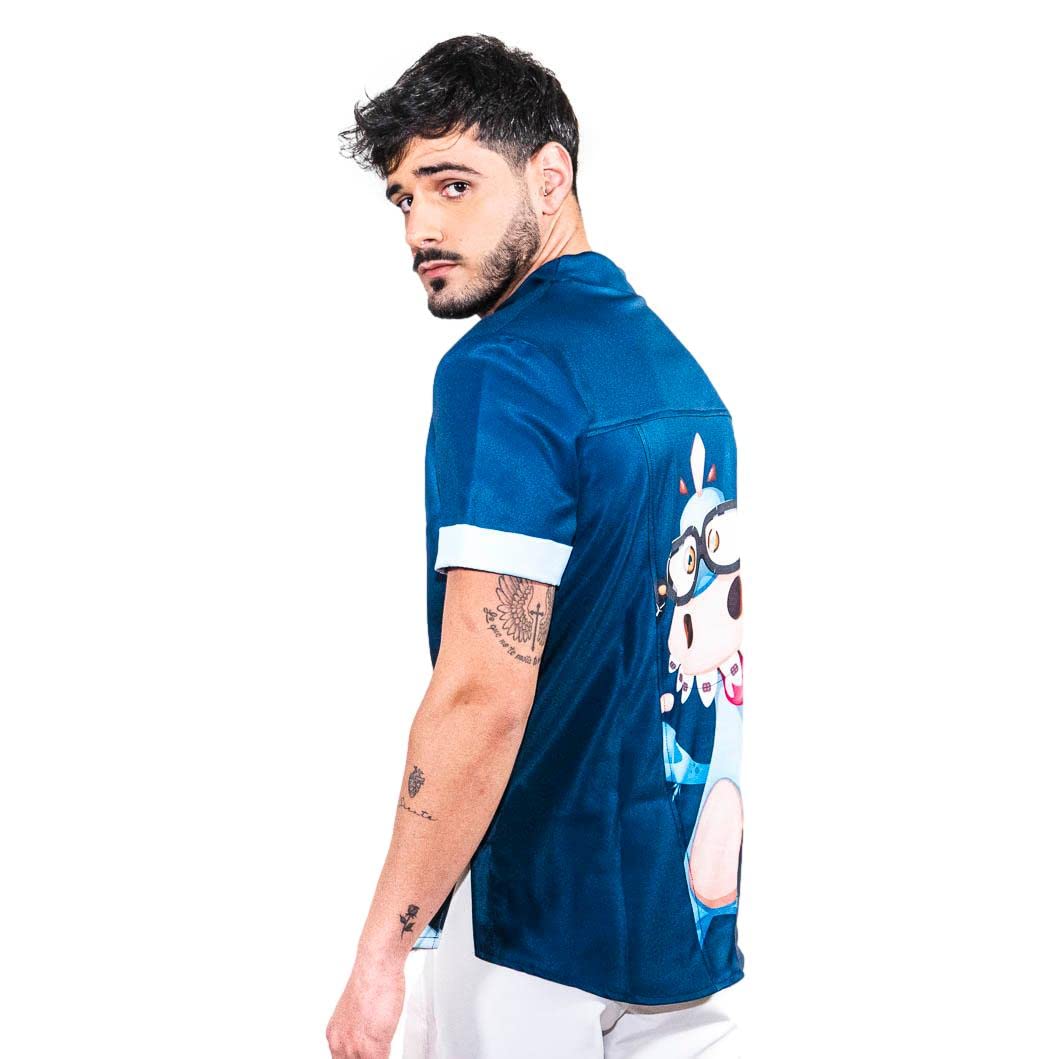 Uniforme Sanitario Hombre Ropa Trabajo Pijama Medico Casaca Enfermero Estetica Peluqueria Veterinaria Hospital Limpieza y Empleado Hogar Antilejía y No Destiñe - Casaca Dino Hombre XS