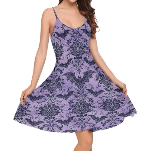 Image of Women's Spaghetti Strap Dress Summer Casual Swing Sundress Girls Beachwear Swing Mini Dress