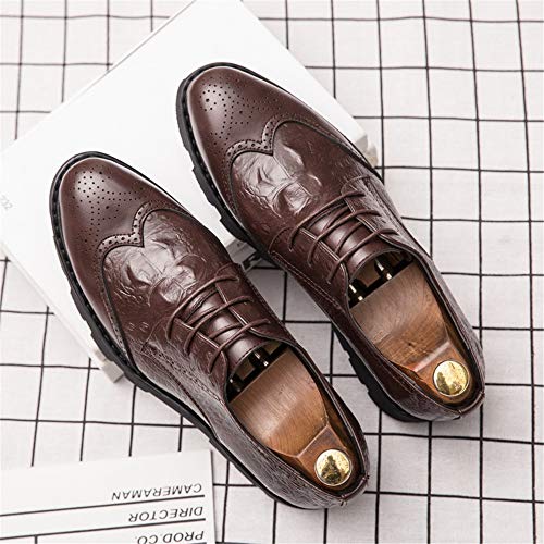 Men's Carving Brogue Oxfords for Men Lace-up Formal Work Business Shoes Synthesis Leather Outsole Crocodile Emboss2