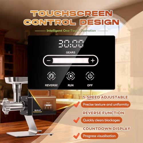 Image of CGOLDENWALL Meat Grinder, 1.36HP Electric Meat Grinding, Heavy Duty Stainless Steel Meat Mincer & Sausage Stuffer with 5-Speed for Effortless Meat & Bone Processing, Home Kitchen & Commercial Use