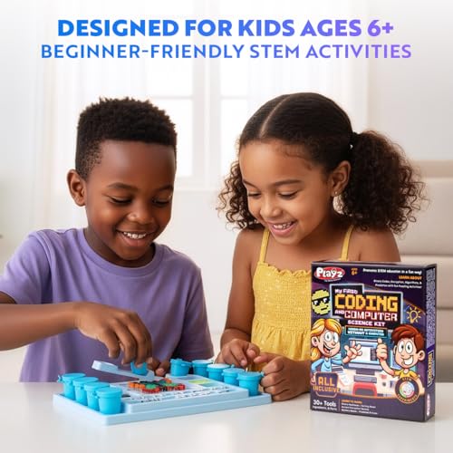 Playz My First Coding & Computer Science Kit - Learn About Binary Codes, Encryption, Algorithms & Pixelation Through Fun Puzzling Activities Without Using a Computer for Boys, Girls, Teenagers, Kids