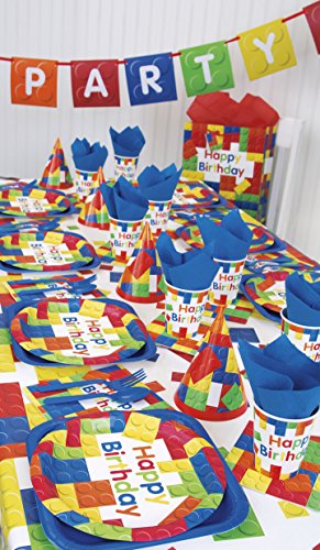 Unique Party 58234 - 18 cm bouwstenen verjaardagsfeestplaten voor verjaardagen, 8 stuks - Image 3