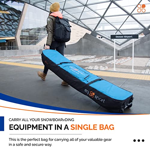 Eq Sport Padded Snowboard Bag With Wheels - Waterproof Polyester, Adjustable Shoulder Strap | Snowboard Travel Bags For Flying, Full Zipper For Easy Air Travel | All-Terrain Ski And Snowboard Bag #TOP1