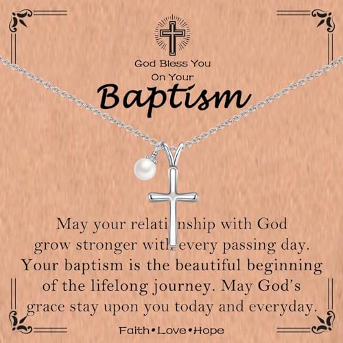 Cross Necklace for Girls, Easter First Communion Baptism Confirmation Gifts for Teenage Girls Graduation Back to School Birthday Christmas Valentines Day Gifts for Daughter Granddaughter Niece
