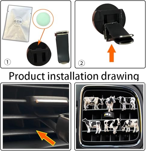 Image of Black and White Cows Car Vent Clip,Car Air Fresheners Vent Clips Cute Car Vent Decorations,Bling Car Diffuser Car Interior Decoration Charm Car Vent Interior Accessories (4 PCS Black and White)