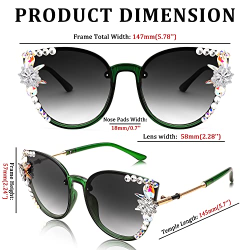 FEISEDY Women Diamond Sunglasses Cat Eye Oversized Gradient Lens Sparkling Vintage Sunglasses B29643