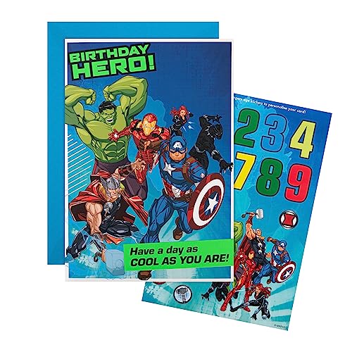 Hallmark Biglietto di auguri per compleanno, motivo: supereroi Marvel, con attivitĂ