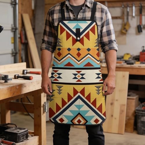 Delantal Vintage Western Aztec Navajo para trabajo miniatura 5