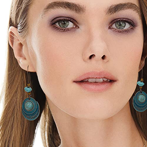 45 Pairs Boho Vintage Drop Dangle Earrings Set for Women, Fashion Bohemian Earrings National Style Tassel Eardrop Hollow Bronze Waterdrop Leaf Jewelry for Valentine's Day Gifts2