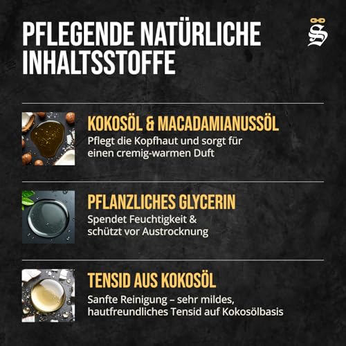 Störtebekker® Premium Shampoo Bar Kokos - Festes Shampoo Herren & Damen - 3in1 Duschseife Männer für Haare, Kopfhaut & Bart - Feuchtigkeitsshampoo - vegan, handgefertigt - 100g