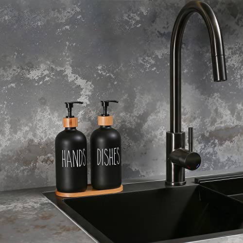 Momeemo Glass Soap Dispenser Set, Contains Glass Hand Soap Dispenser And Glass Dish Soap Dispenser. Matte Black Soap Dispenser Suitable For The Kitchen Soap Dispenser, Rustic Kitchen Decor. (Black) #TOP2