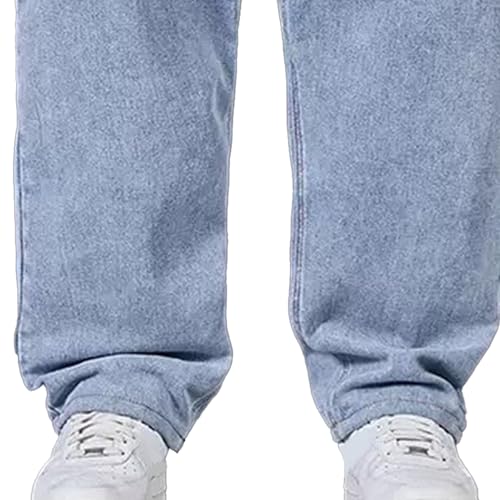Men's Oversize Straight Leg Stylish Jeans Relaxed Fit Solid Denim Pants Comfort Hip Hop Jeans Trouser 5