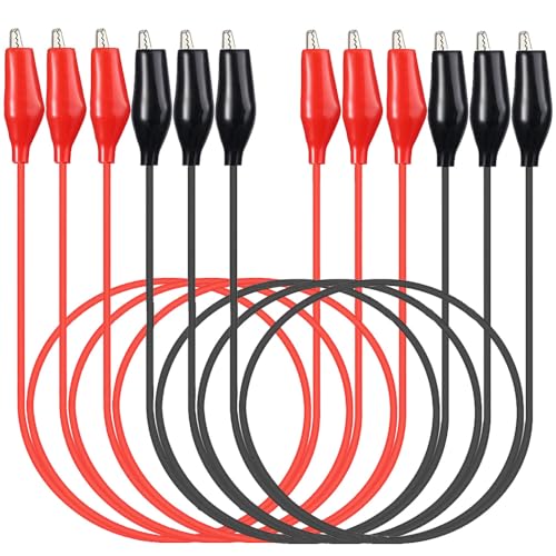 Gebildet Lot de 6pinces Crocodiles Electriques,Fil de 0.5mm²/20AWG,Fils de Test Isolés Avec Pinces Crocodile,Fils de Raccordement Soudés à Double Extrémité pour Tests Electriques,Connexion de Circuit
