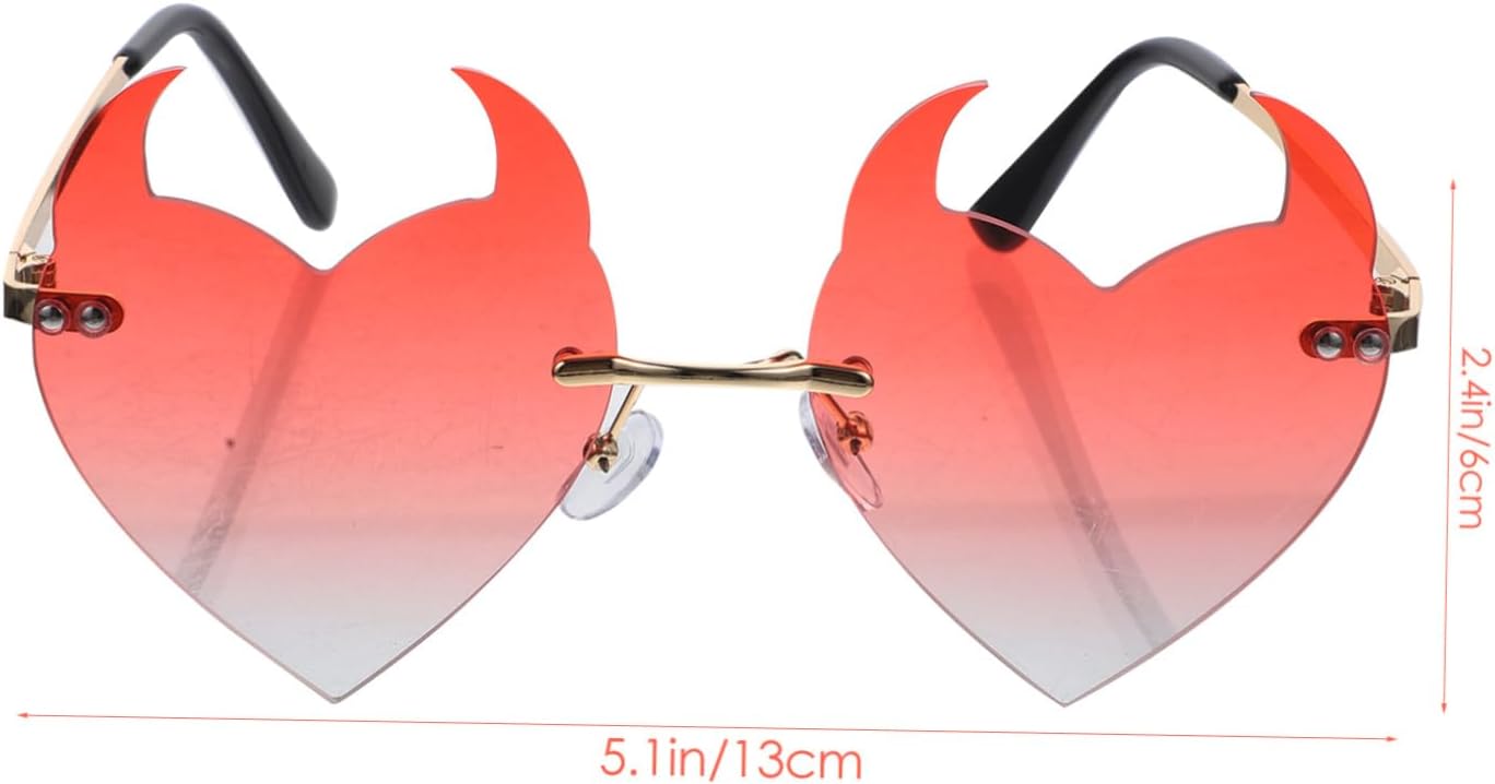 Holibanna Frameless Heart-shaped Sunglasses for Men and Women Rimless Eyewear for Beach Parties and Outdoor Activities Unique Chic Design Frame and Gradient Lenses