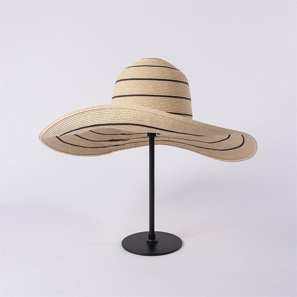 Light Body Stripes Large Eaves Sunshade Hat Outdoor Beach Travel Sun Protection Ladies Big Brim Hat