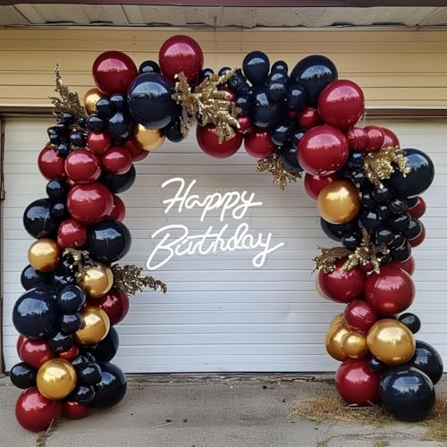 Red Black Gold Balloon Garland Arch Kit,…