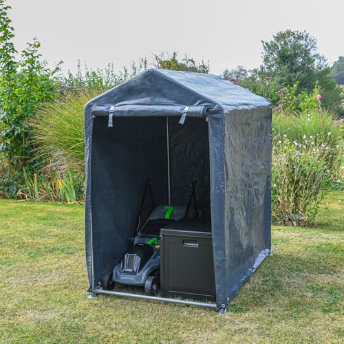 Garden Gear Heavy Duty Portable Shed/Garage for Storage, Galvanised Steel Frame, Extra Strong Waterproof Weatherproof Triple Layer Woven Polyethylene Cover with Apex Roof (3x5 Foot)