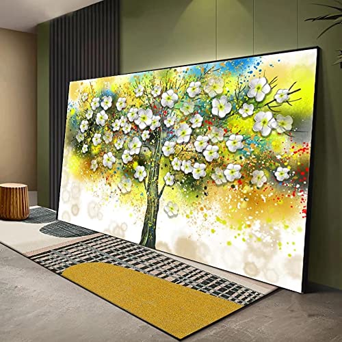 Tableau abstrait arbre coloré pour décoration de salon minimaliste 60x120cm sans cadre