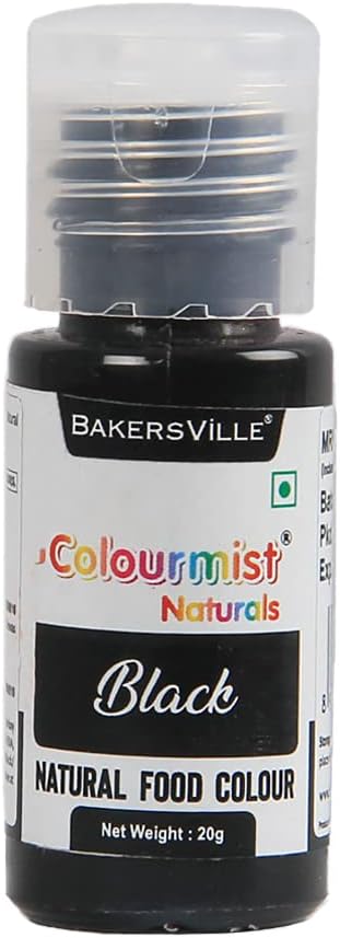 Colourmist Natural Edible Food Colour, (Black), 20 Gram| Natural Food Colour For Cream/Icing/Cake/Frosting/Dessert/Milkshake/Baking |