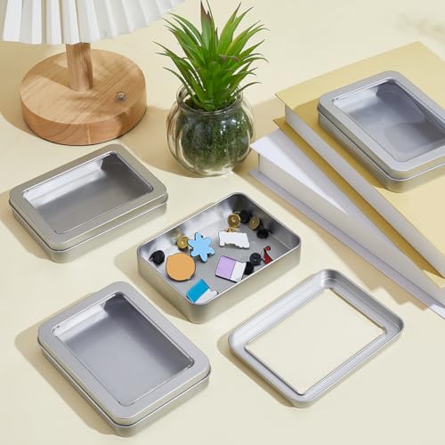 Boîtes rectangulaires en métal avec couvercle transparent CREATCABIN pour rangement - 5