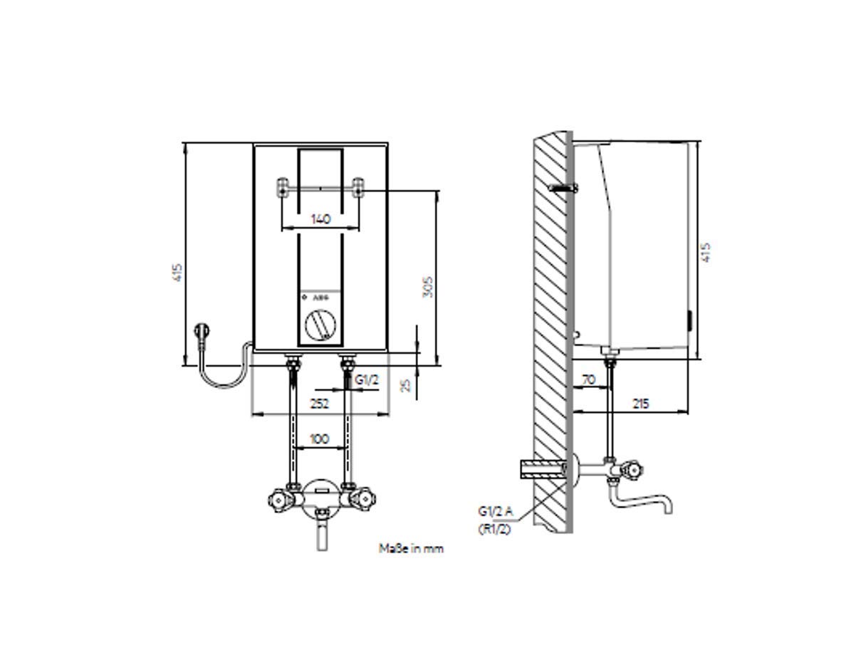 AEG druckloser Kleinspeicher Hoz 5 Basis, Übertischboiler 5 Liter Niederdruck, steckerfertig, 2 kW, 221117