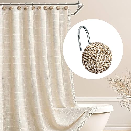 Sunlit Boho Knots Shower Curtain Hooks, Home Decorative Shower Curtain Rings for Bathroom, Seaside Nautical Shower Curtain Hangers Bathroom Accessories, Set of 12 - Image 5