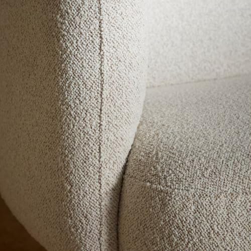Image of Kingsman Furnitures Nova Swivel Accent Arm Chair for Home | Bedroom, Living, Dining & Drawing Room | Ultra Soft and Comfortable (Off-White Pax Boucle)
